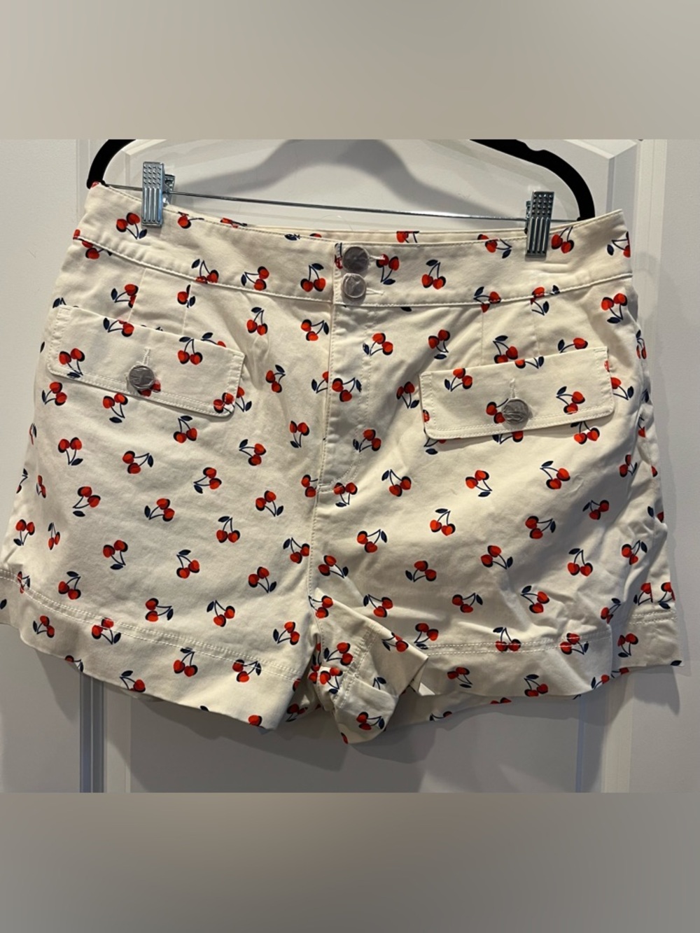 Kate Spade New York Cherry Print Shorts Size 14 High Waist Summer Designer Chic - Picture 2 of 9